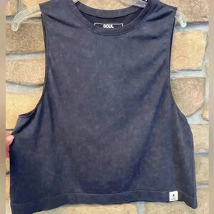 Soul Women’s Crop Tank Black Marble Soft  Small